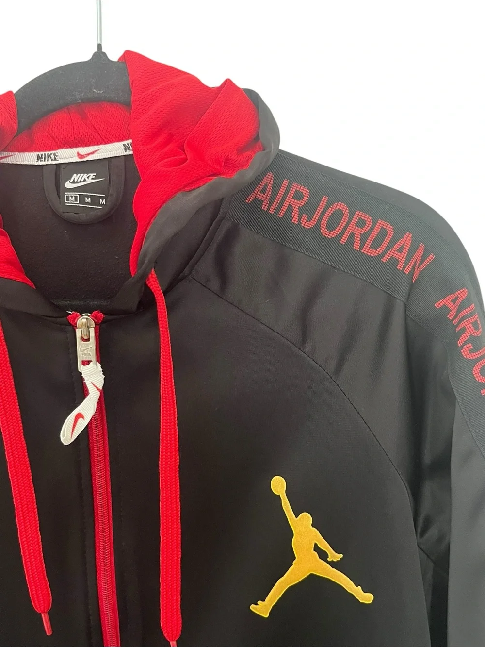 Nike Jordan Full Zip Jacket with Red Trim and Yellow Jumpman Logo Sz M